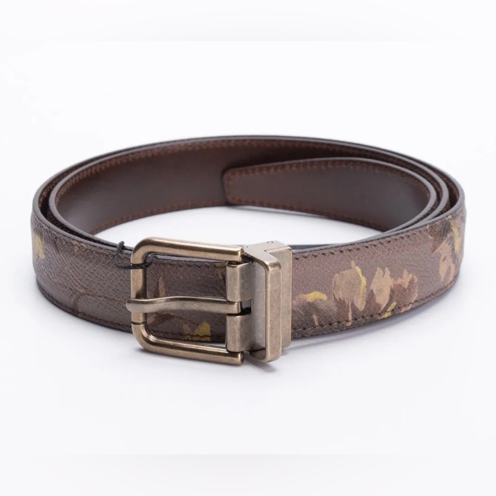 🆕 DOLCE & GABBANA D&G Dauphine Leather Belt Size 85/34 Floral women’s
